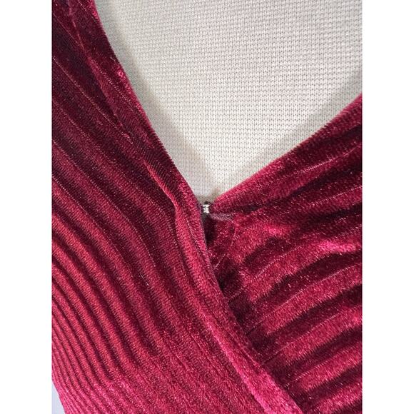 Baltic Born Dress Womens Small Burgundy Velvet Maxi Wrap Long Sleeve Goth Autumn - Picture 7 of 10